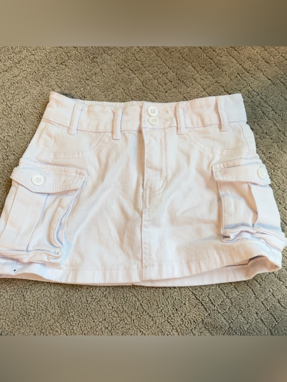 White mini cargo skirt